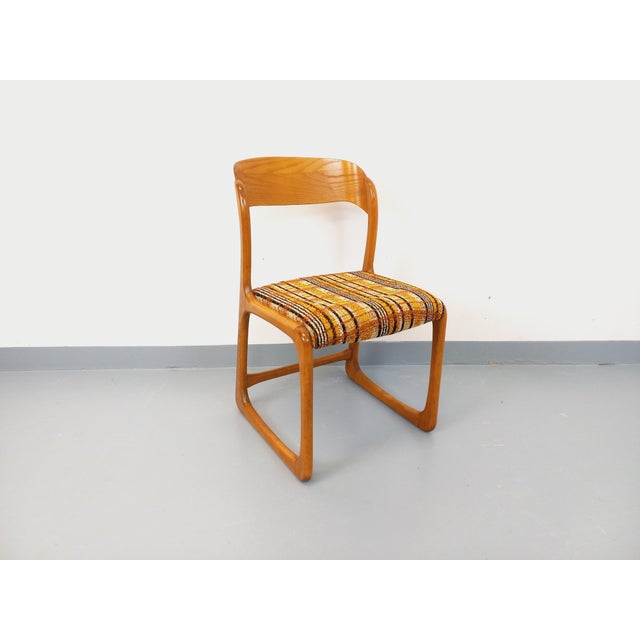 Vintage Sleigh Chair in Wood and Wool Fabric from Baumann, 1970s For Sale - Image 14 of 14