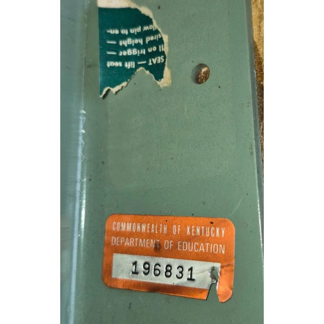 1970s Avocado Dept of Education MCM Industrial Rolling Chair For Sale - Image 12 of 13