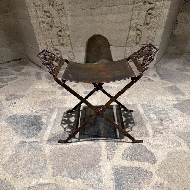Oscar Bach 1920s Neoclassical Antique Cast Iron Vanity Bench Stool by Oscar Bach For Sale - Image 4 of 10