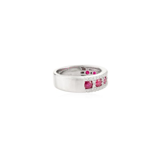 Not Yet Made - Made To Order 14k White Gold Chunky Ruby and Diamond Band Ring Size 8 For Sale - Image 5 of 11