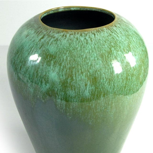Mid-Century Modern French Green Ceramic Vase, 1960 For Sale - Image 3 of 9
