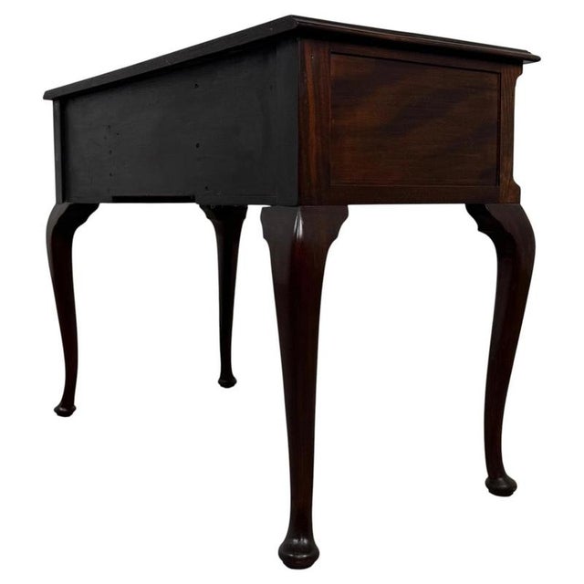 Wood Early 20th Century Antique English Edwardian Mahogany Writing Table For Sale - Image 7 of 12