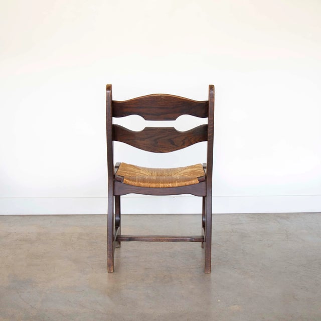 1940s French Oak Dining Chairs in the Style of Guillerme & Chambron - Set of 6 For Sale In Los Angeles - Image 6 of 12