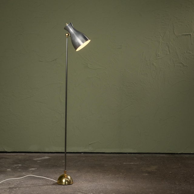 Model 57/416 Floor Lamp in Brass, Nickel-Plated Steel, and Aluminum by Dieter Schulz for Wohnbedarf AG, Switzerland, 1950s For Sale - Image 9 of 9