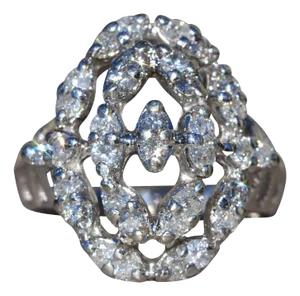The Escanaba: Ladies Signed Bristol 14K White Gold Cocktail Ring set with 0.85 CTW Diamonds