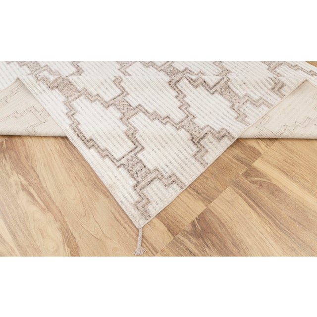 10x14Ft. Ivory White Wool Boho Inspired Hand Made Rug For Sale - Image 14 of 18