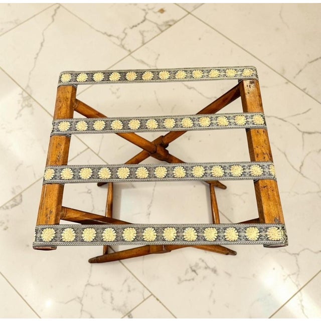 Brown Antique Butler's Tray Table-Chestnut Wood-Dovetail-Original Stand-Folding-Serve For Sale - Image 8 of 16