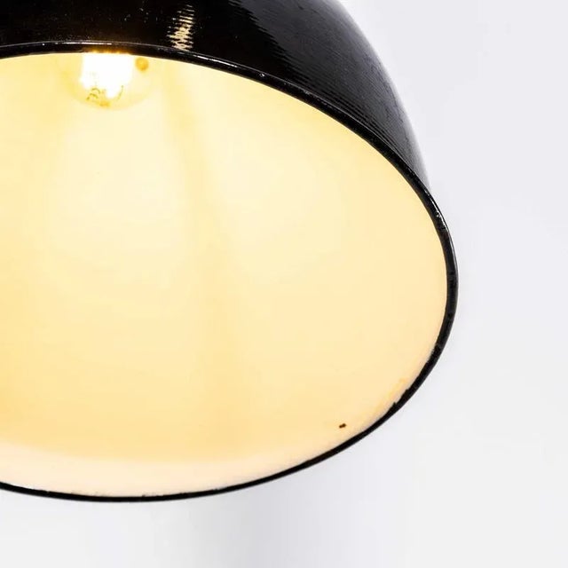 Large Industrial Black Enamel Pendant Lamp, 1930s For Sale - Image 4 of 12