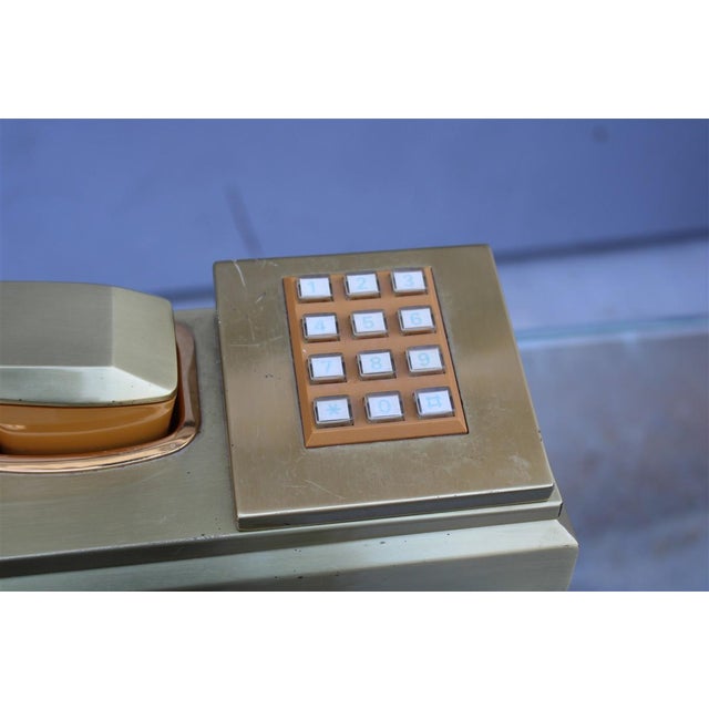 Vintage Rectangular Brass Telephone, 1970s, in Very Good conditions. Designed 1970 to 1979