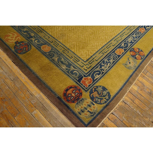 1920s Yellow Gold Dragon Antique Chinese Rug 12' X 15'6"handknotted Wool Carpet For Sale - Image 13 of 14