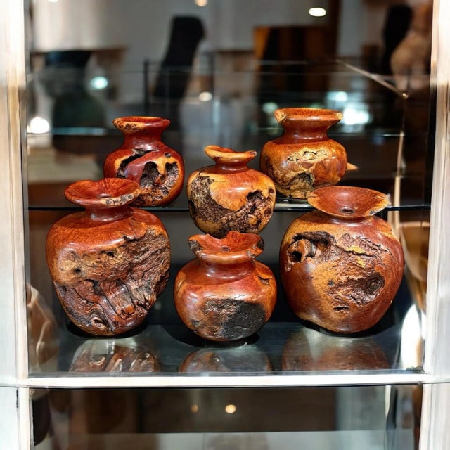 Vintage Burlwood Brutalist Hand Turned Sculpture Art Vase For Sale - Image 9 of 9