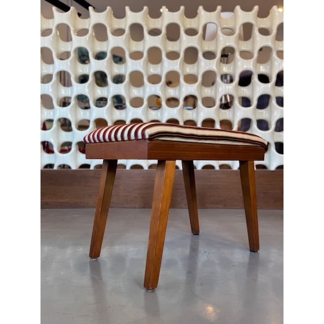 1950's Walnut and Velvet Striped Bench For Sale In Los Angeles - Image 6 of 8