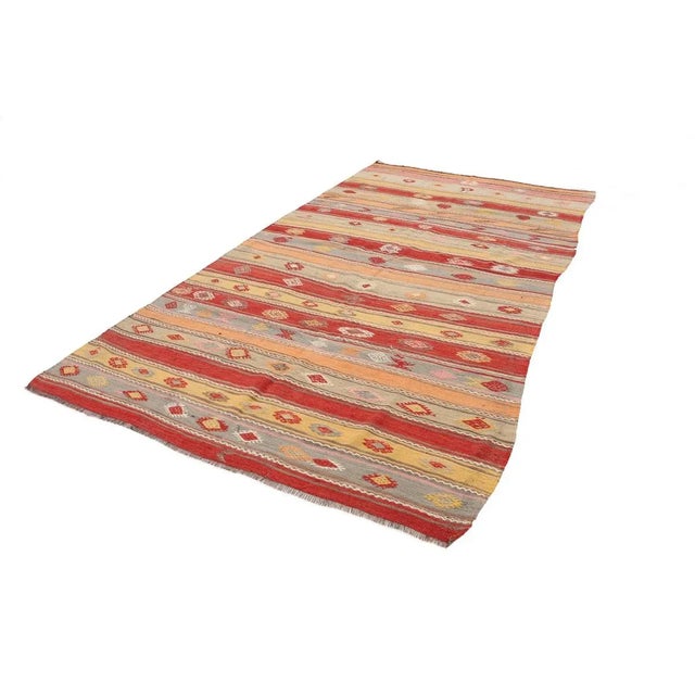 Traditional Mid 20th Century Vintage Handwoven Turkish Kilim Rug For Sale - Image 3 of 7