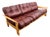 1960s Mid Century Danish Modern Sofa Couch Oxblood Red Leather 3 Seater Oak Tufted For Sale