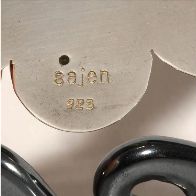 Sajen Large Sterling Silver Pendant Goddess Face Waves For Sale - Image 4 of 4