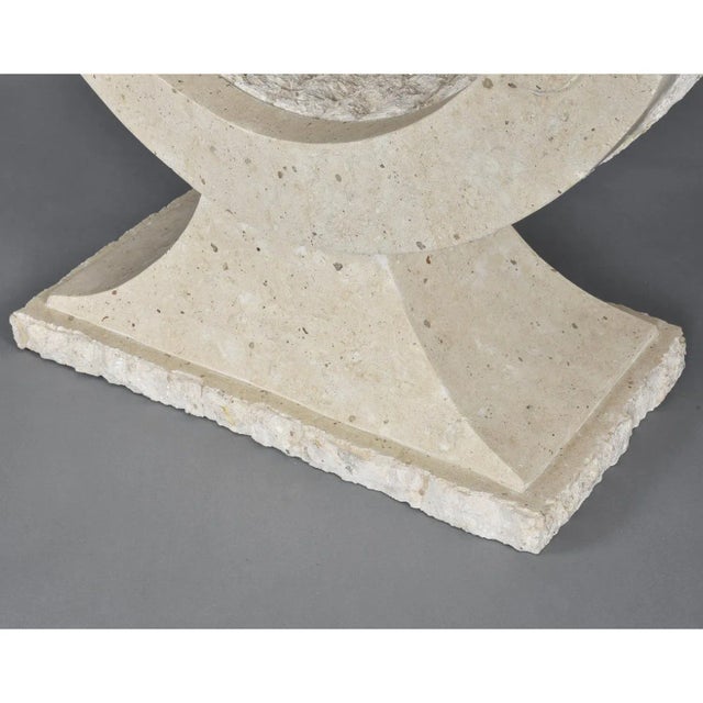 Alabaster Arched Tessellated Stone Base Console Table With Glass Top For Sale - Image 8 of 12