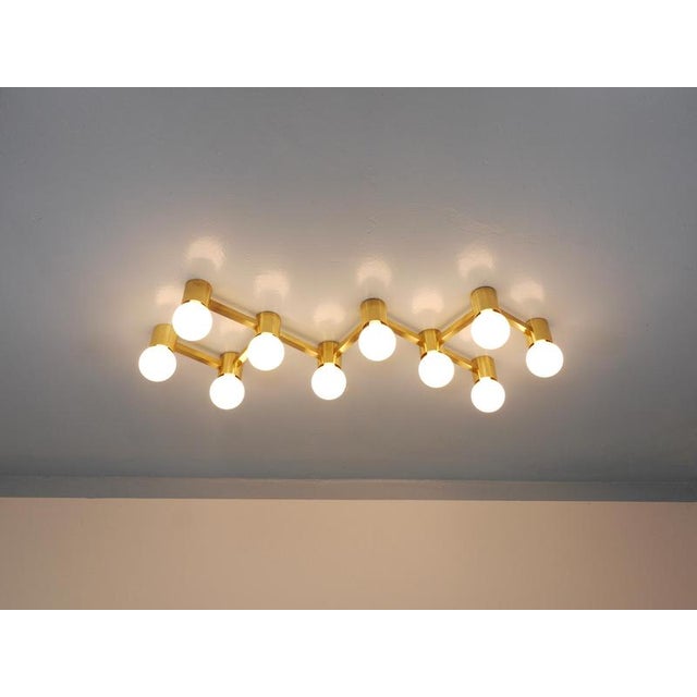 Metal Zigzag Brass Ceiling and Wall Light in the style of Gaetano Sciolari, Austria, 1970s For Sale - Image 7 of 18