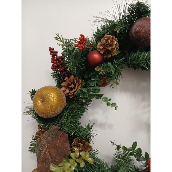 Ornamental & Decorative Materials Partridge in Pear Tree Winter Door Wreath Realistic Holiday Crystal Fruit Apple For Sale - Image 7 of 16