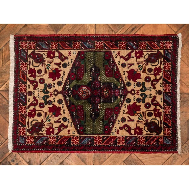 Cream Afshar Rug with Peacocks For Sale - Image 8 of 8