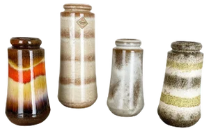 Multicolor Fat Lava Pottery Vases from Scheurich, Germany, 1970s, Set of 4