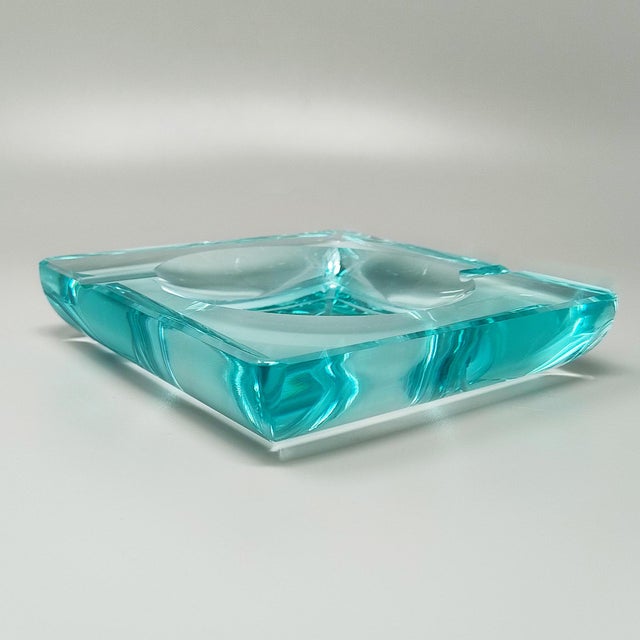 Mid-Century Modern Mid-Century Modern Italian Aquamarine Ashtray from Fontana Arte, 1970s For Sale - Image 3 of 7