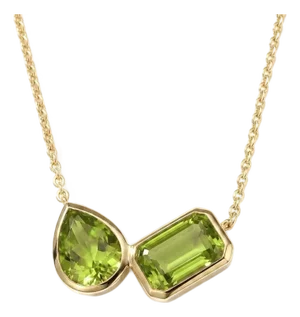 Peridot Multi-Cut Cluster Pendant Necklace, August Birthstone Necklace