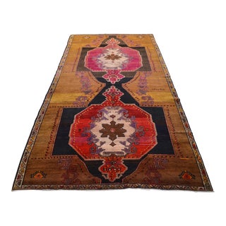 1960s Hand Knotted Turkish Tribal Rug One of a Kind Neutral Colors Rug - 6′3″ X 12′8″ For Sale
