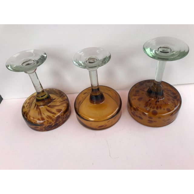 Vintage Tortoise Hand-Blown Glass Compotes- Set of 3 For Sale - Image 9 of 13