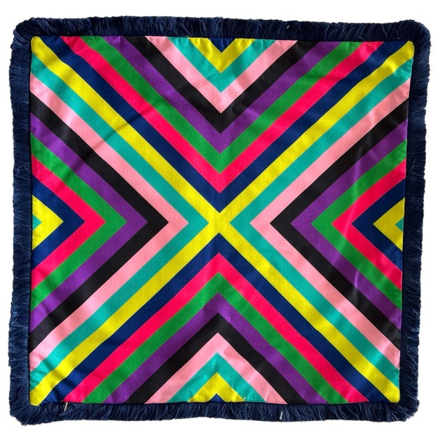 Colorful 20 X 20 Caribbean Multi Stripe Pillow Cover | Christi Tasker Designer Pillow Cover Material: Polyester