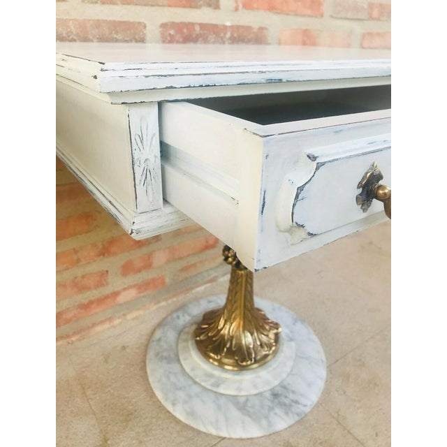 Neoclassical Side Tables with Drawers and Marble Bases, 1950, Set of 2 For Sale - Image 12 of 14