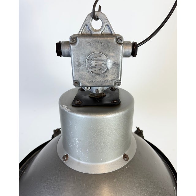Industrial Grey Hammer Paint Pendant Lamp from Elektrosvit, 1960s For Sale - Image 10 of 18