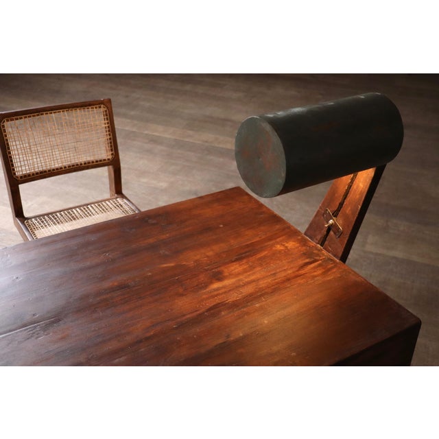 Brown Desk with Integrated Lamp by Pierre Jeanneret for Chandigarh, 1950s For Sale - Image 8 of 18