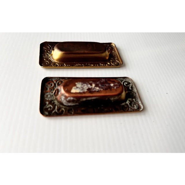 Antique Copper Recessed Door/Window Pulls - a Pair For Sale - Image 4 of 4