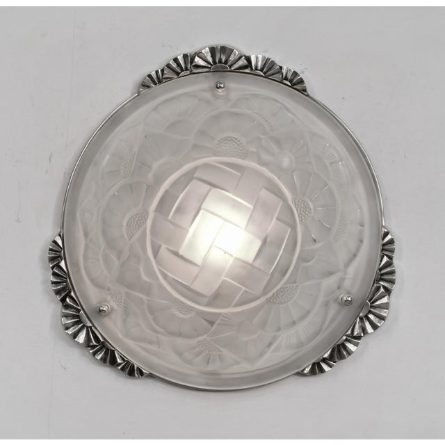 1920s 1930s French Art Deco Flush Mount by Degue & Hubens France - 5 Available For Sale - Image 5 of 9