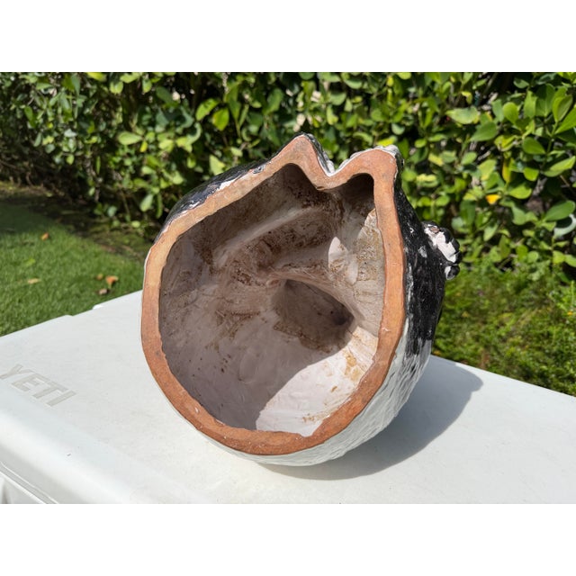 Vintage Large Crackle Glazed Seated Panda Ceramic Sculpture For Sale - Image 11 of 12