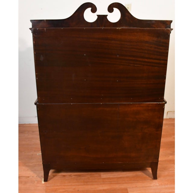 1920 Antique English Regency Crotch Mahogany Secretary Desk Drop Front Desk For Sale - Image 13 of 15