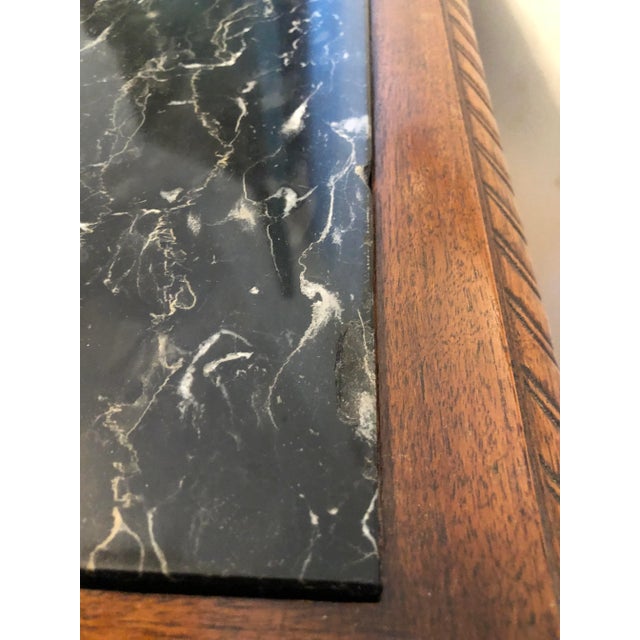 Early 20th C. English Stone Marble Table Carved Tiger Oak For Sale - Image 4 of 9
