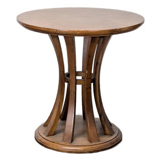 Crate & Barrel Round Wood End Table For Sale