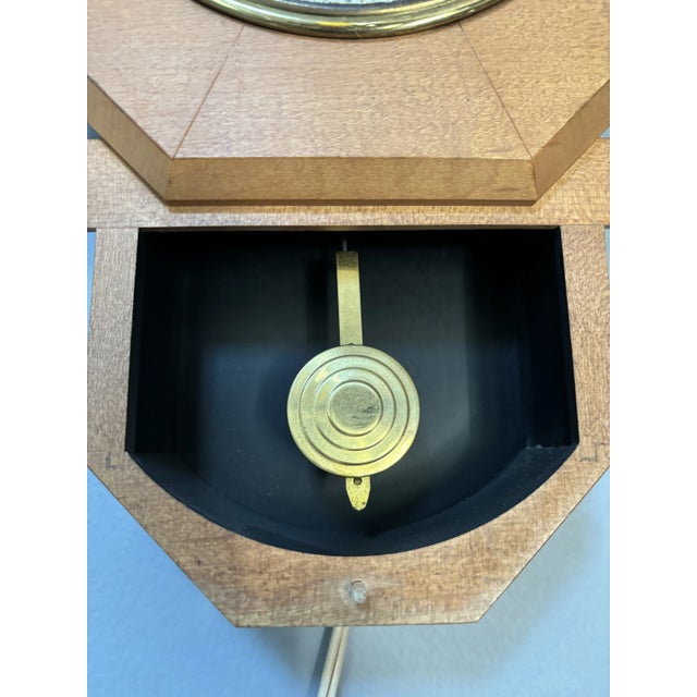 Tan Mid 20th Century Wall Clock General Electric Telechron Pendulum For Sale - Image 8 of 10
