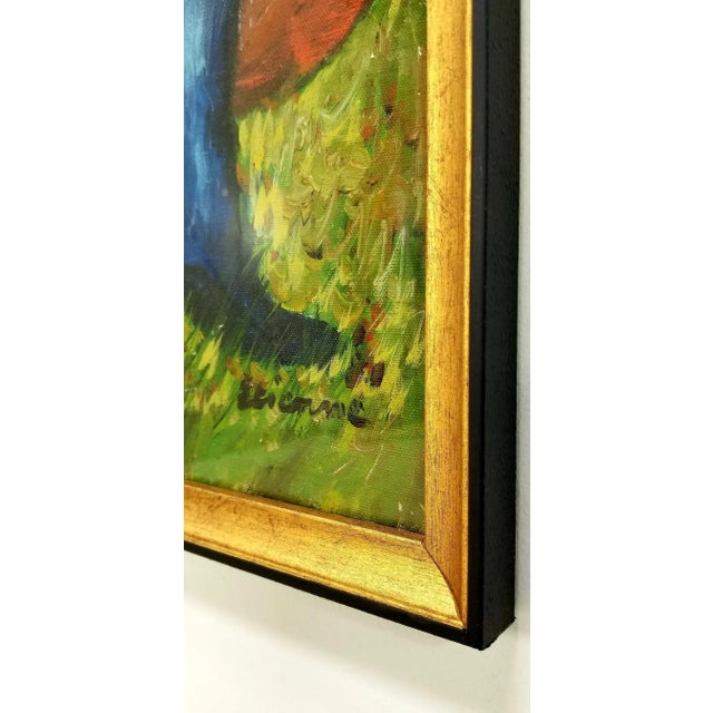 1960s Mid Century Original Oil Painting on Canvas For Sale - Image 9 of 12