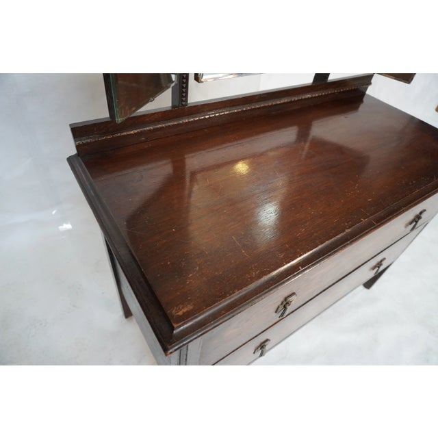 Early 20th Century Wood Dresser With Tri-Fold Mirror For Sale - Image 10 of 14