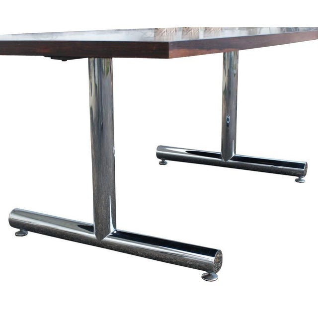 Pieff Rosewood & Chrome Table Desk For Sale - Image 4 of 9
