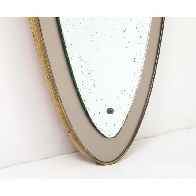 Metal 1960's Ettore Sottsass Attributed Brass Wall Mirror For Sale - Image 7 of 10