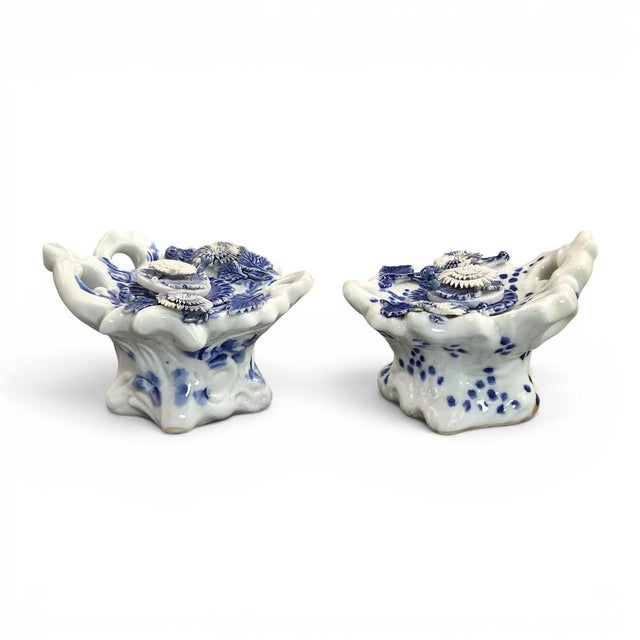 Japanese Jeweled Porcelain Chrysanthemum Inkwells, 1880, Set of 2 For Sale - Image 15 of 15