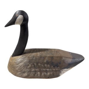 Vintage 20th Century Large Hand Carved and Painted Wood Canada Goose Decoy 18"