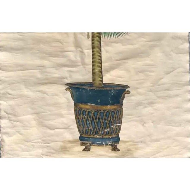 Early 20th Century Exotic Palm Trees in Urns Paintings, Large Set of Two For Sale - Image 5 of 12