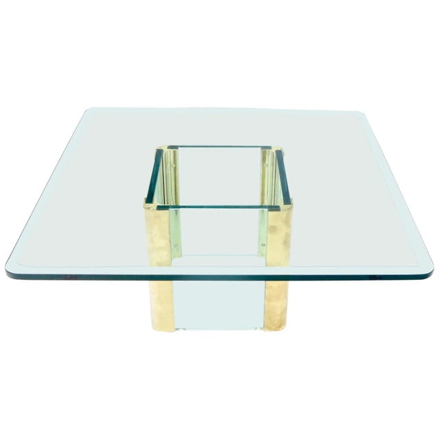 Mid-Century Modern Square Glass and Brass Coffee Table For Sale - Image 10 of 10