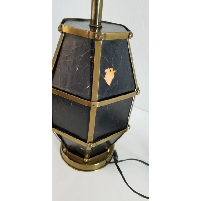 Vintage Hollywood Regency Brass and Leather Table Lamp/ Sold For Sale In Miami - Image 6 of 9
