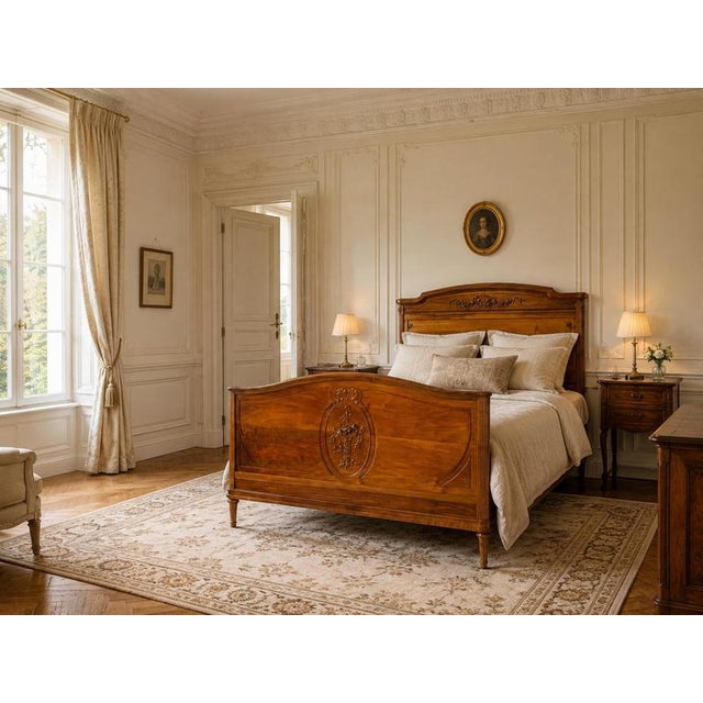 Antique French Carved Walnut Bed, 1890s For Sale - Image 11 of 12
