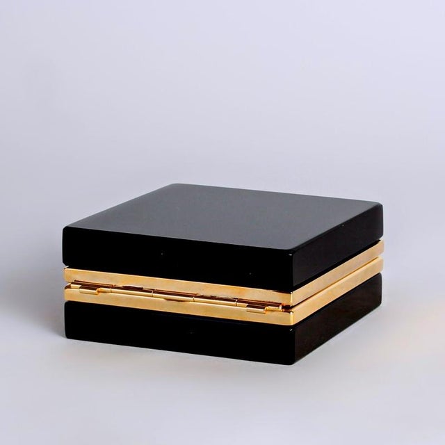 Black Box in French Opaline Glass with Bronze Frame, 1920s For Sale - Image 4 of 4